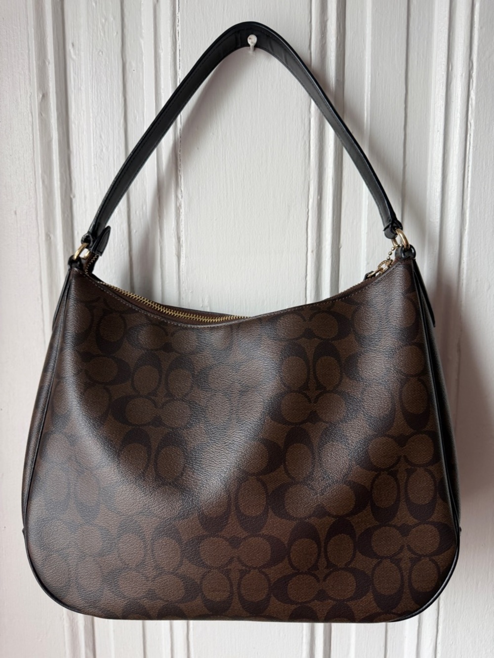 Coach Brown/Black Signature Canvas Hobo Shoulder Bag - Picture 3 of 15